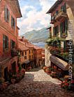 Village Canvas Paintings - Lake Como Italian Village by Paul Guy Gantner